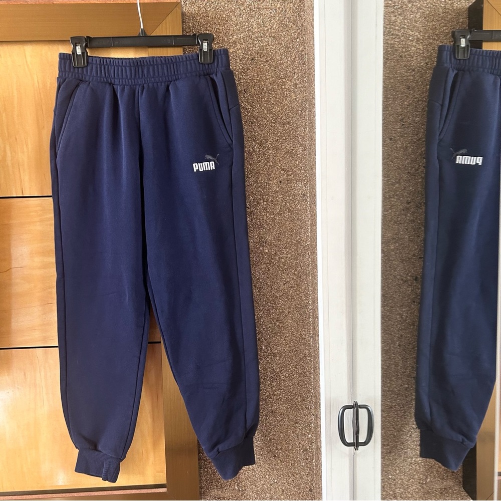 Puma boys navy blue joggers with logo